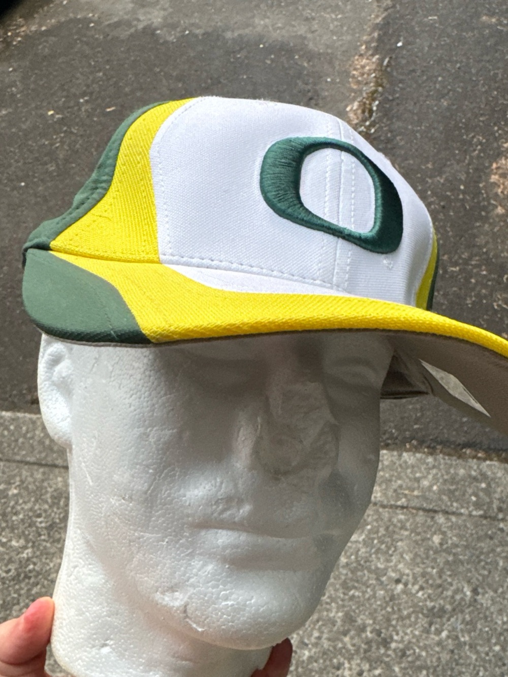 University of Oregon Ducks White Green Yellow Fitted Legacy91 Hat L/XL